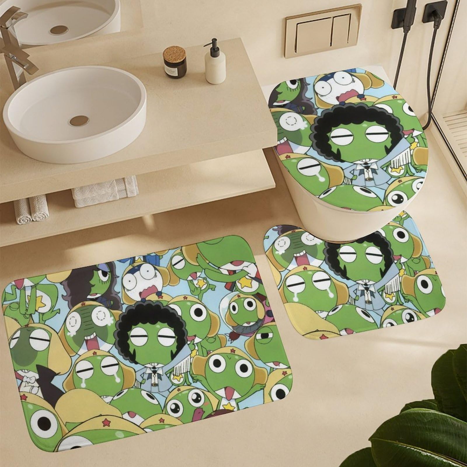 Amazon｜ケロロ軍曹 トイレマットセット 3点 セット バスマット 強力